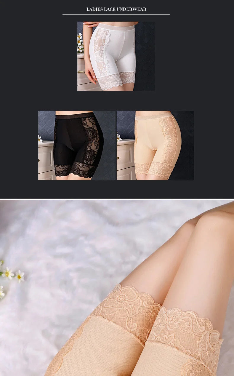 Plus Size Safety Short Pants Women Seamless Under Skirt Boxers For Women Sexy Lace Anti Chafing Boyshort Panties Underwear