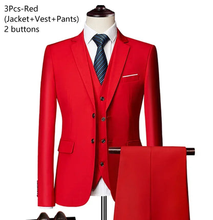 Elegant Suits For Men Wedding 3 Pieces 2 Set Luxury Fashion Classic Full Jackets Vest Pants Blazers Outfit 2024 Formal Costume