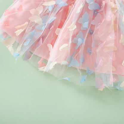 Baby Girl Party Princess Dress Summer Toddler 3d Fairy Butterfly Wings Hanging Strap Mesh Cute Fashion Dress
