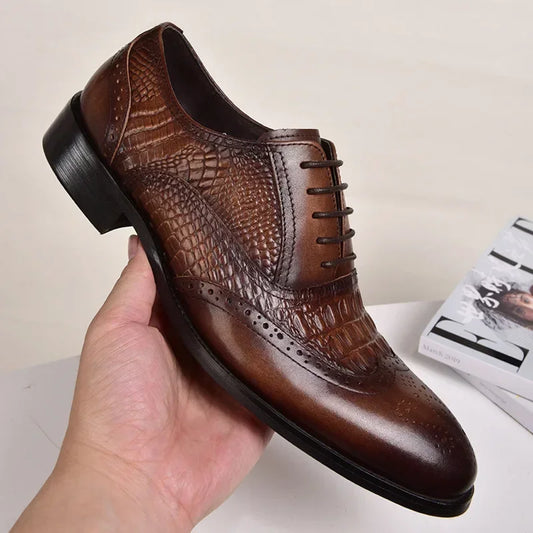 Plus Szie 48 Brock Oxford retro crocodile leather men formal spring autumn new 's for Work Casual business shoes Wedding shoes