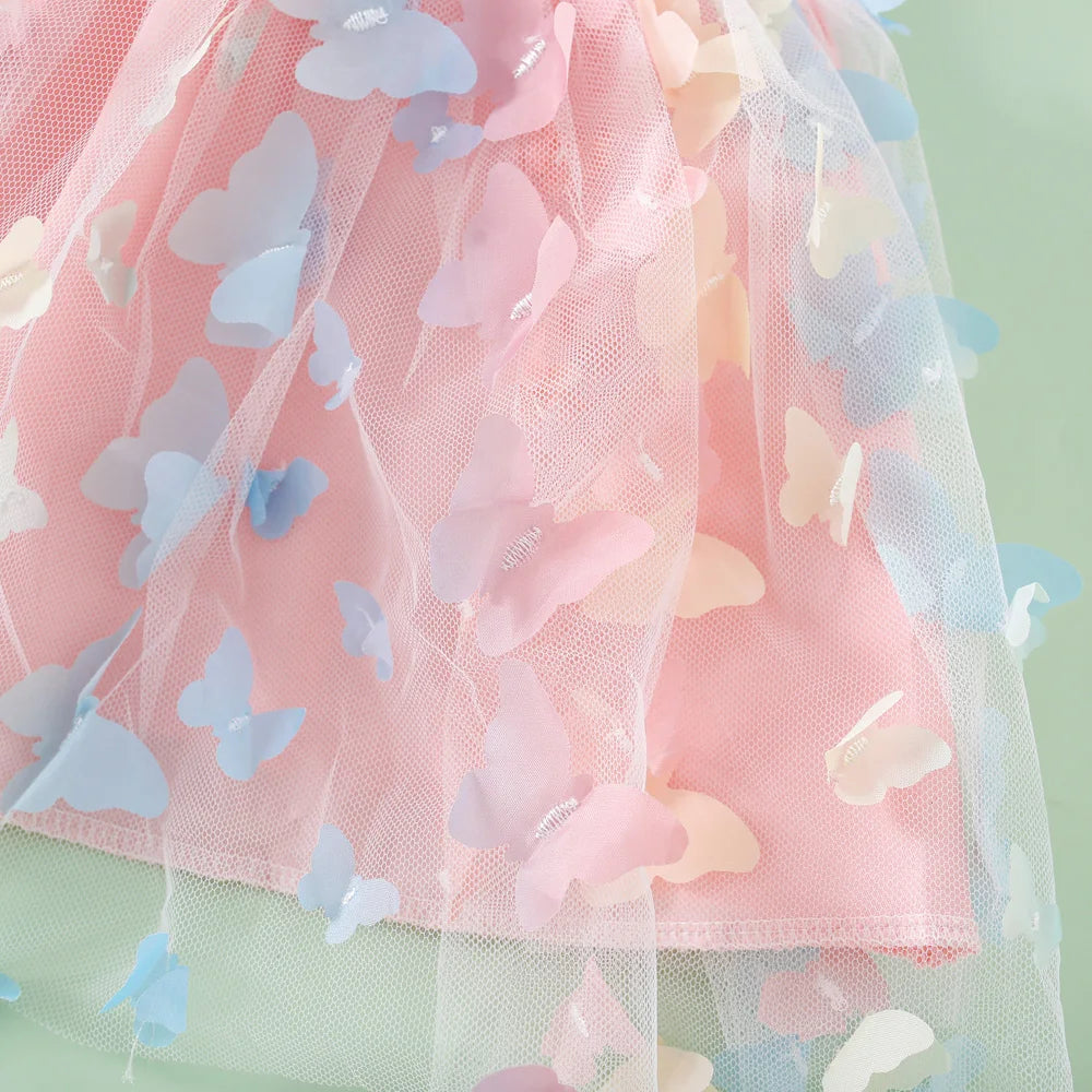 Baby Girl Party Princess Dress Summer Toddler 3d Fairy Butterfly Wings Hanging Strap Mesh Cute Fashion Dress