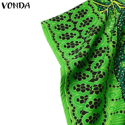 Summer Maxi Dress VONDA Sexy Bat-wing Sleeve Party Sundress 2024 Fashion Bohemian Printed Vestidos Casual Robe Oversized