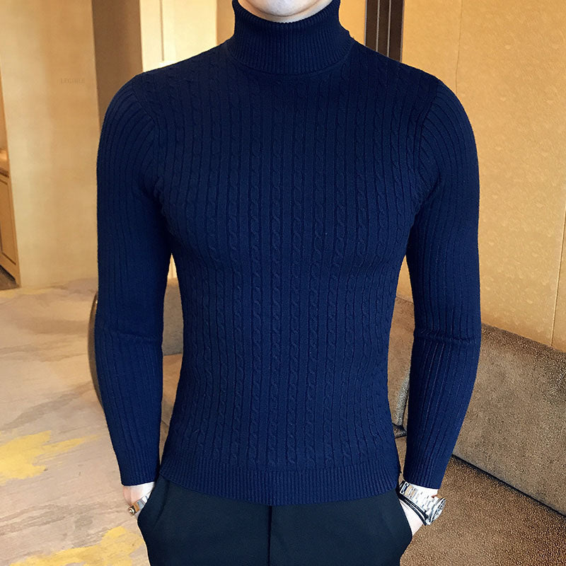 New Turtleneck Sweater Casual Men's Rollneck Knitted Sweater Keep Warm Men Jumper Woolen Sweater