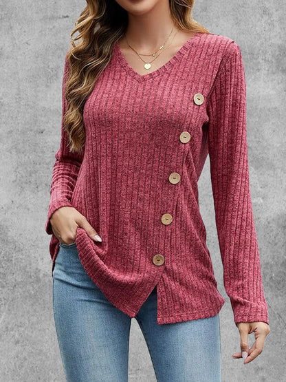 Sweaters for Women Dressy Long Sleeve Tunic Tops Casual Side Split V Neck Shirts Work Office Blouses 2025 Fall Outfits