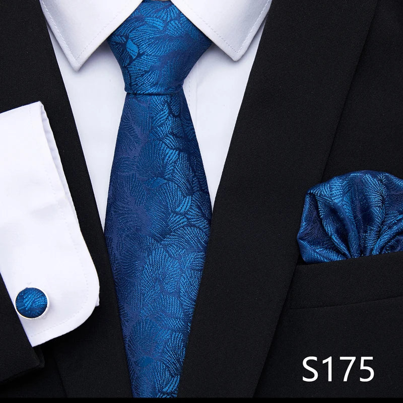 Hot Sale Holiday Gift Tie Pocket Squares Cufflink Set Necktie Dot Man Dark Grey Wedding Accessories Performance