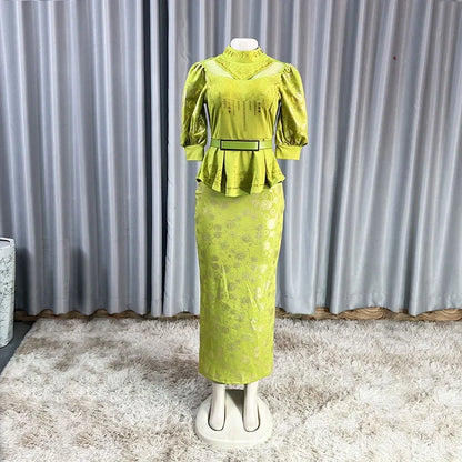 2025 African Party Evening Wedding Dresses for Women Spring African Half Sleeve Diamond Polyester Long Maxi Dresses Outfits
