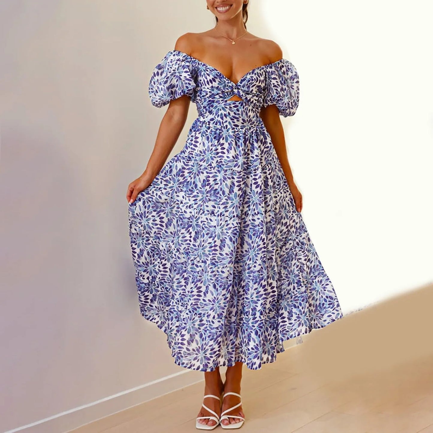 Vestidos Para Mujer Spring Formal Dresses For Women V-Neck Floral Long Dress Casual Summer Dresses For Women Floral Formal Dress