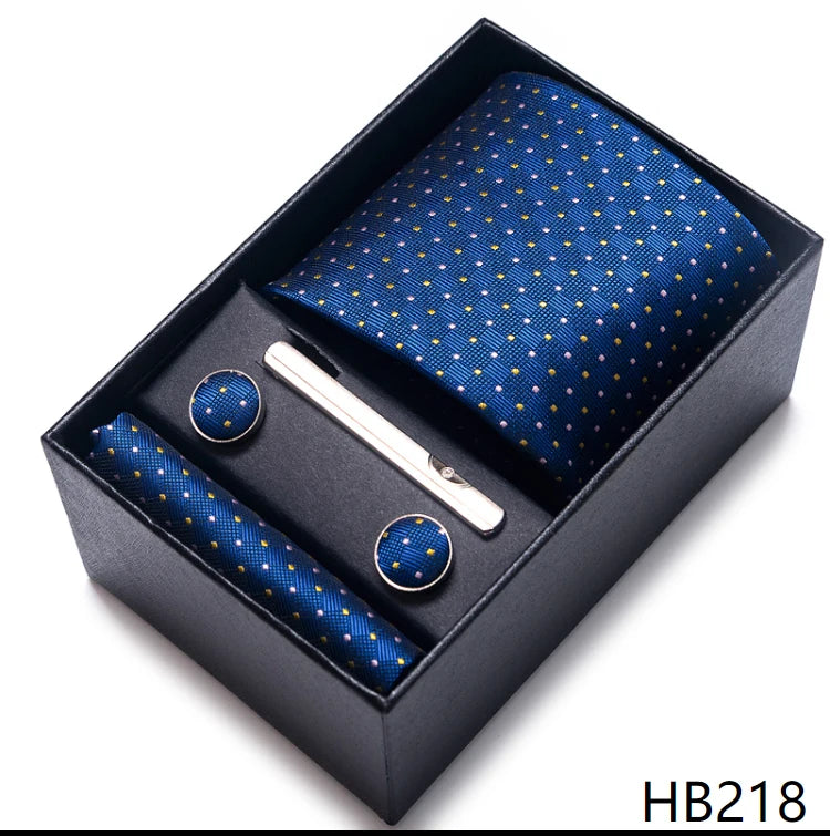 Mix Colors Wholesale 2023 New Style Wedding Gift Tie Pocket Squares Set Necktie Box Men Fit Wedding Blue Paisley