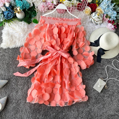 2024 Spring Sexy off shoulder dresses bandage short Dress summer flower Party casual Women beach holiday a-line elegant dress