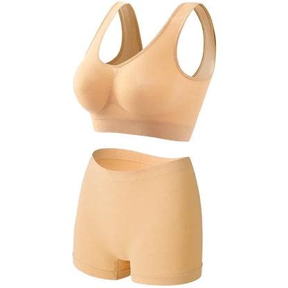 Seamless Bra Set Women Low Waist Underwear Female Tanks Bra Top Sexy Boyshort Panties Girls Casual Sports Lingerie Set Intimates