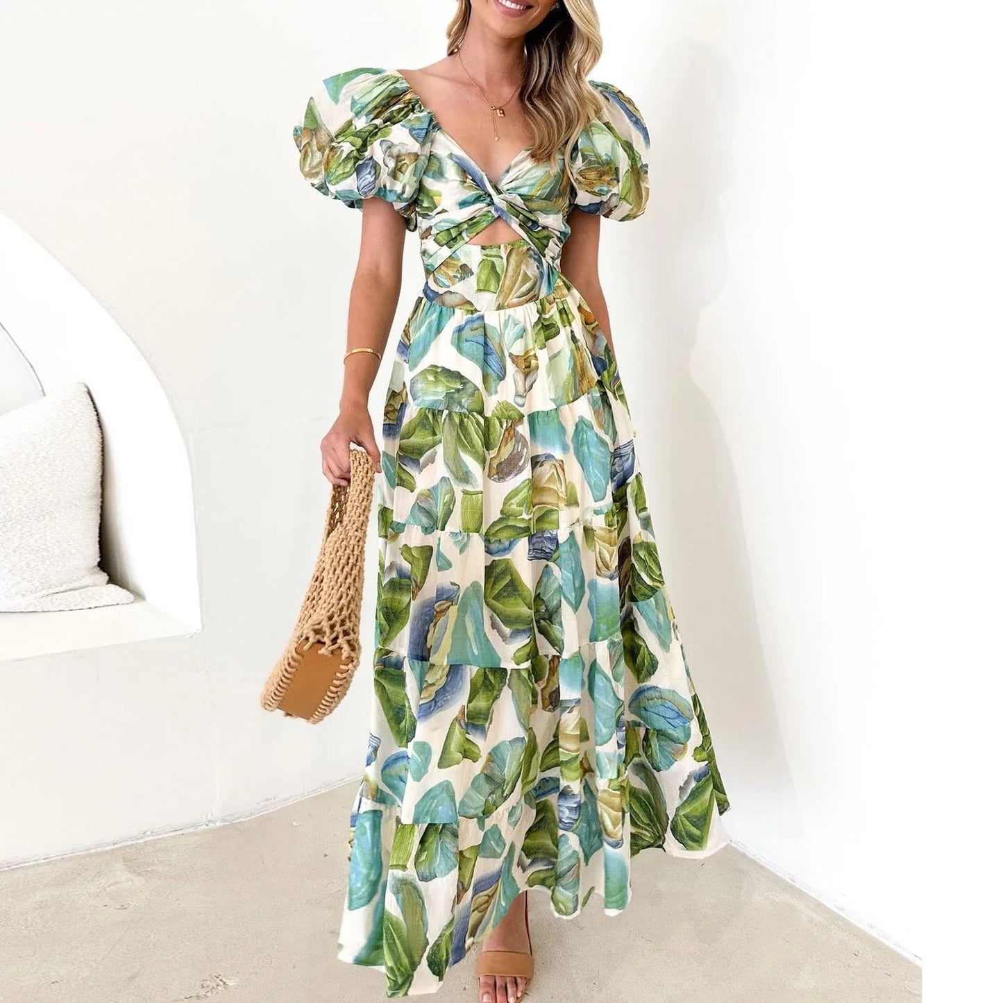 Vestidos Para Mujer Spring Formal Dresses For Women V-Neck Floral Long Dress Casual Summer Dresses For Women Floral Formal Dress