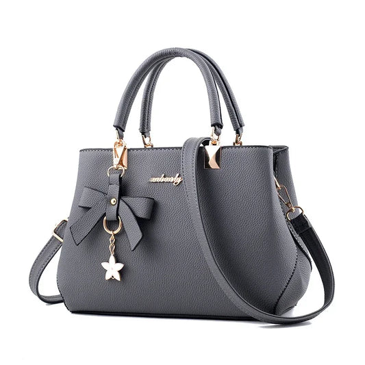 Elegant Women Messenger Bags With Flower Pendant Office Ladies Totes Pure Handbag For Female Crossbody Shoulder Bags
