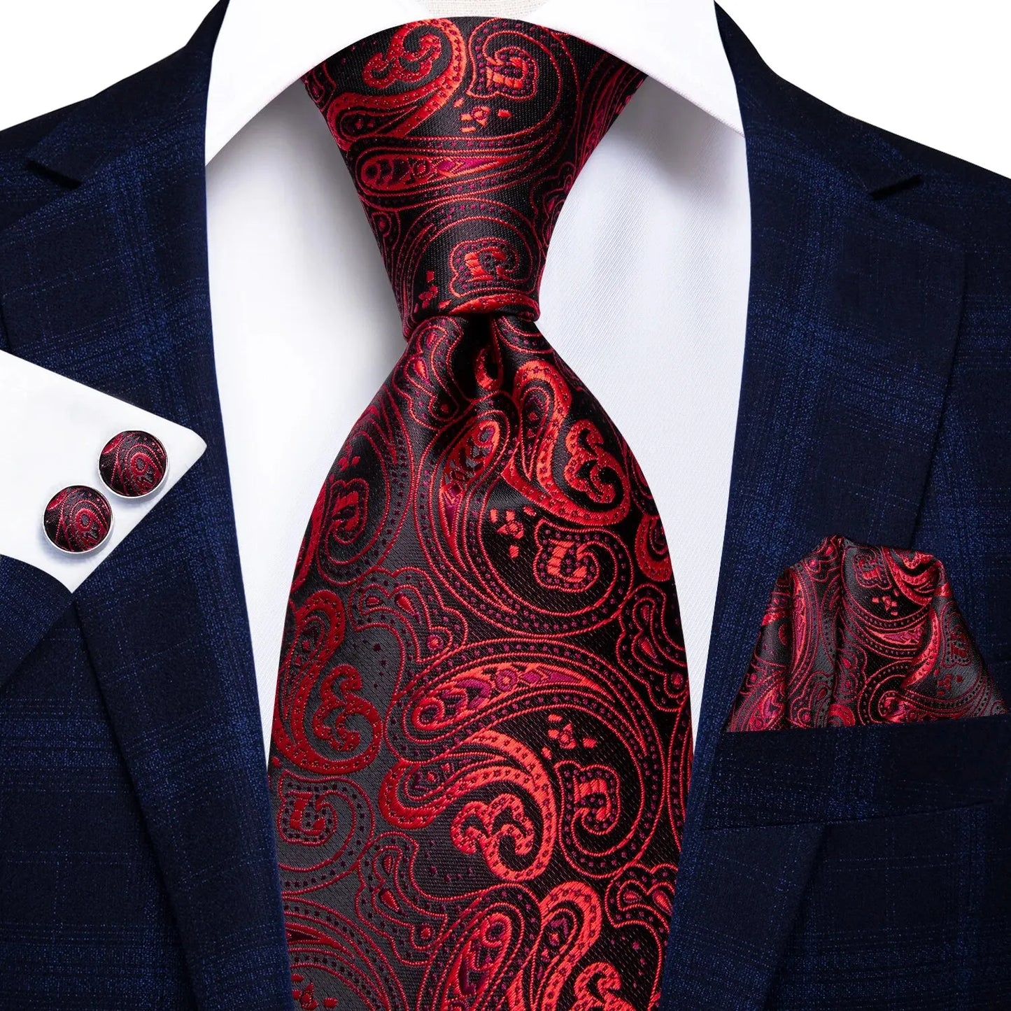 Hi-Tie Peacock Blue Novelty Designer Silk Wedding Tie For Men Hanky Cufflinks Gift Mens Fashion Necktie Set Business Party