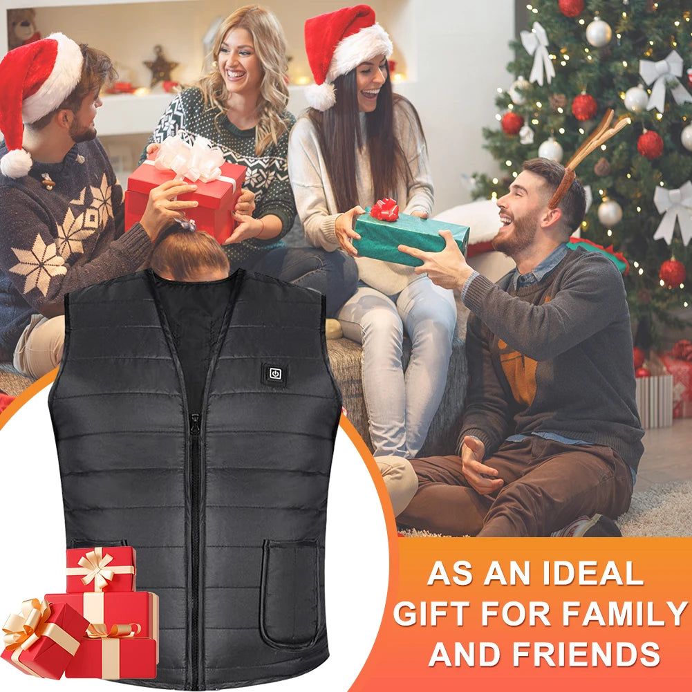 Unisex Heated Vest 9 Area Heating Thermal Jacket USB Electric Heating Vest Men Women Smart Headed Waistcoat for Outdoor Camping