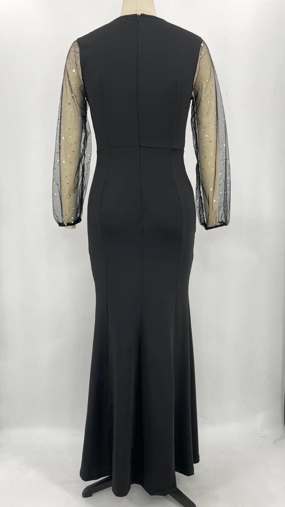 Mesh Patchwork Dress Womens Fashion Round Neck Long Sleeve Slim Elegant Dress Women