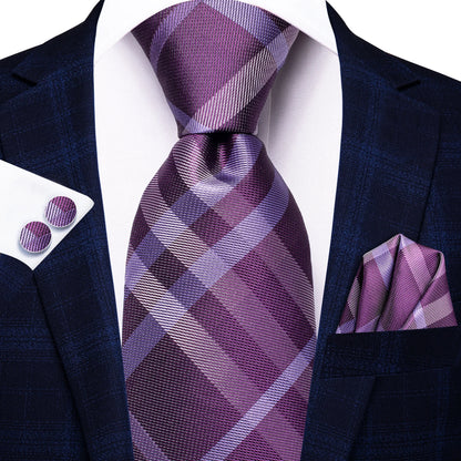 Hi-Tie Light Purple Solid Silk Wedding Tie For Men Quality Hanky Cufflink Gift Necktie Set Fashion Novelty Designer Dropshipping