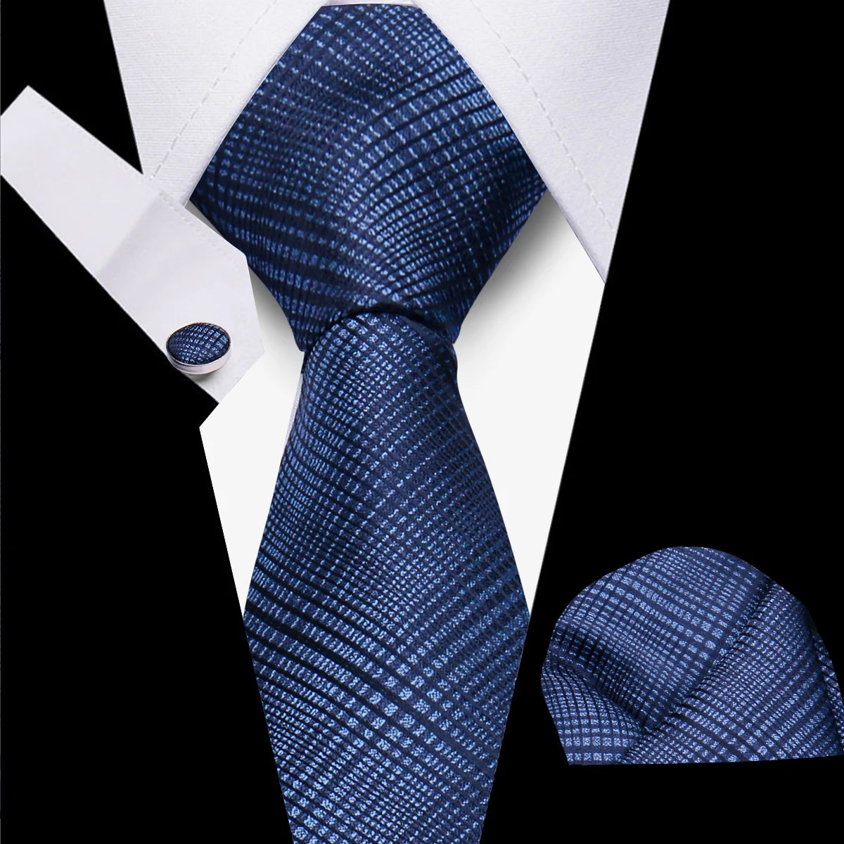 Classic Elegant Ties For Men Fashion Gifts Striped Solid Necktie Handchief Cufflink 3 Pcs Set Wedding Business Suit Accessories