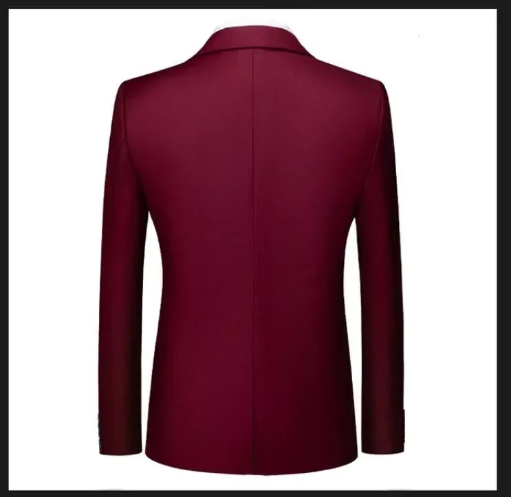 New Men Pure Colour Business Social Office Suit Slim Fit Jacket Fashion Simple Groom Wedding Tuxedo Dress Blazers Coats