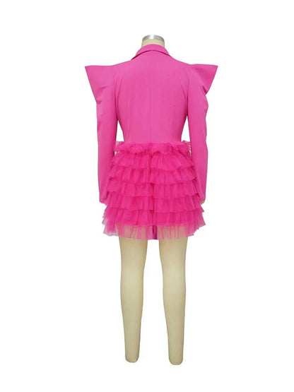 women Elegant and chic dress long sleeve spring female fashion dress mash blazer dress wholesale dropshipping