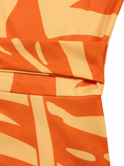 Women's 2024 Autumn New Style Fashionable Elegant Temperament Fashionable Printed Strap Waist Large Skirt Large Size Dress