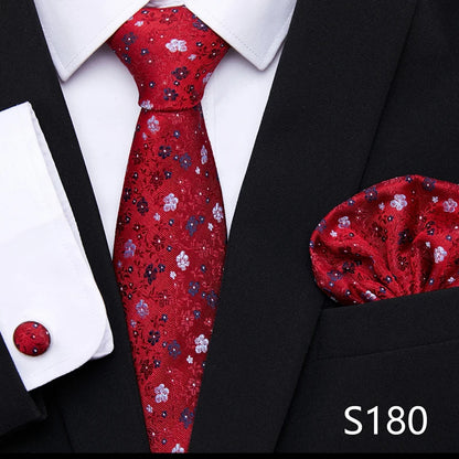 Hot Sale Holiday Gift Tie Pocket Squares Cufflink Set Necktie Dot Man Dark Grey Wedding Accessories Performance