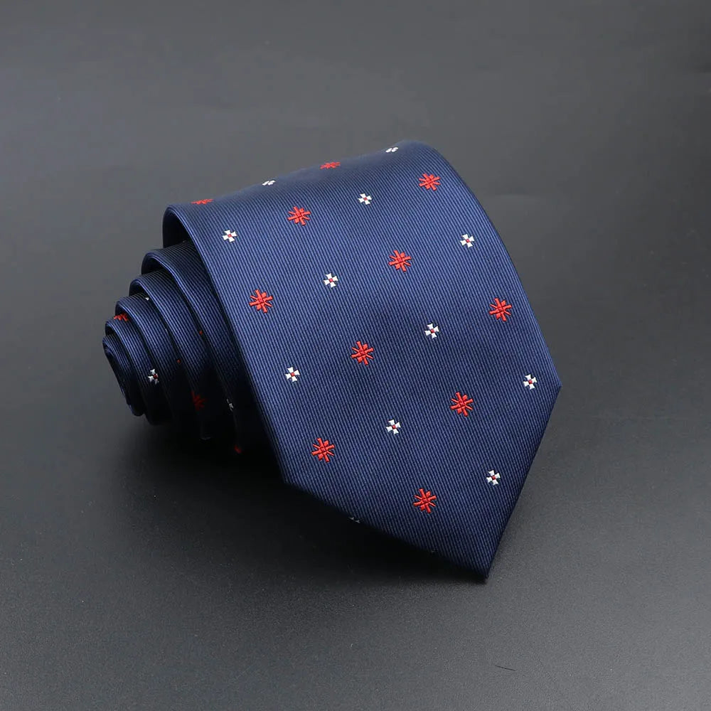 Men's Fashion Tie 8cm Blue Necktie Classic Plaid Striped Neck Tie Paisley Floral Neckties Daily Wear Cravat Wedding Party Gift