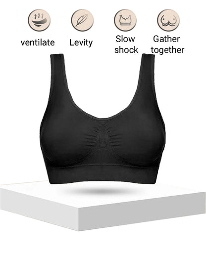 Women Seamless Bras Camisole Underwear Crop Top XXL 3XL Black Pure Color Sports Gym Running Fitness Yoga
