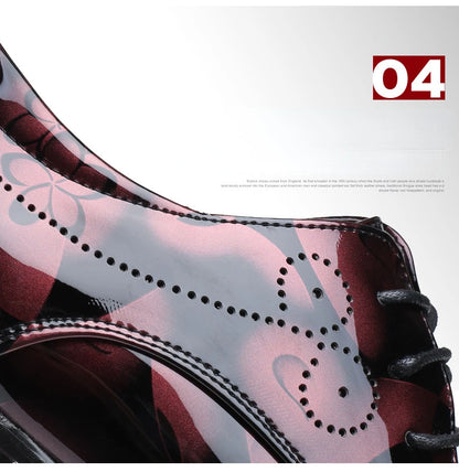 Luxury Men Oxford Shoes Retro Floral Pattern Men Dress Shoes Fashion Lace-Up Flats High Quality Business Men Party Wedding Shoes