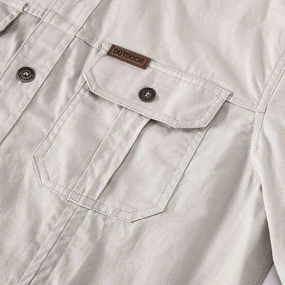 2024 Spring Cotton Cargo Shirt for Men Long Sleeve Multi-Pocket Shirts Outdoor Casual Colthing High Quality Militar Overshirt