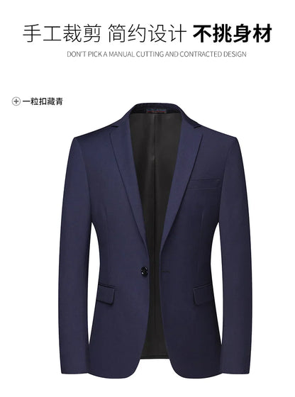 Blazer New Men's Fashion Business Solid Color British Style Professional Work Groom Wedding Dress Best Man Blazer Jacket
