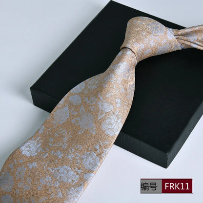 Brown Tie For Men Classic Style 8CM Tie Striped Jacquard Ties Wine Red Wedding Gravatas Formal Business Neckties Gifts For Men