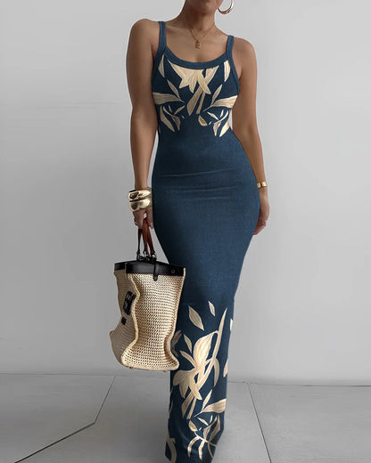 CM.YAYA Summer Women Sleeveless Strap O-neck Sexy 2024 Summer Long Evening Dress Knit Ribbon Night Club Party Maxi Dresses