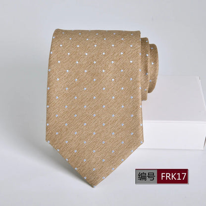 Brown Tie For Men Classic Style 8CM Tie Striped Jacquard Ties Wine Red Wedding Gravatas Formal Business Neckties Gifts For Men