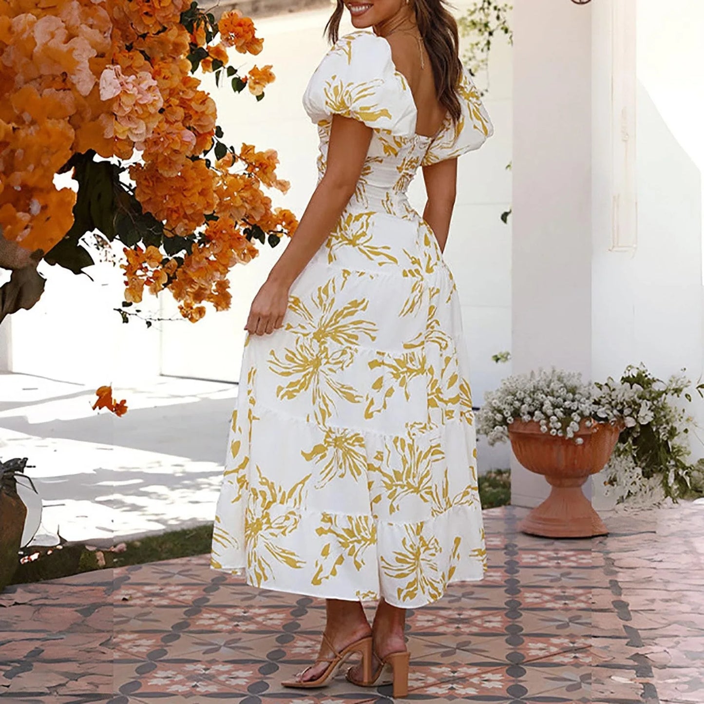 Vestidos Para Mujer Spring Formal Dresses For Women V-Neck Floral Long Dress Casual Summer Dresses For Women Floral Formal Dress