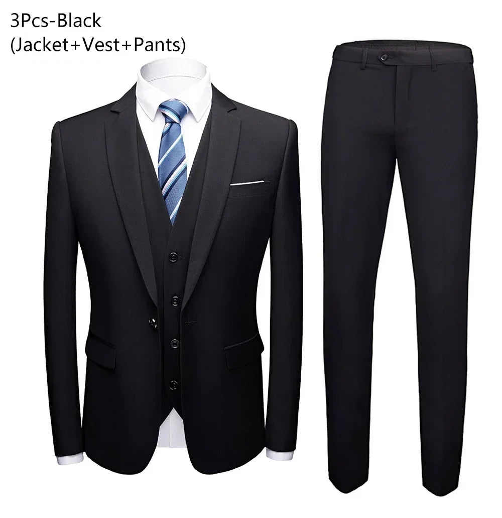 Men Suits Wedding Elegant 3 Pieces 2 Outfit Set Blazers Jackets Vest Pants Fashion Luxury Summer Classic 2024 Formal Clothing