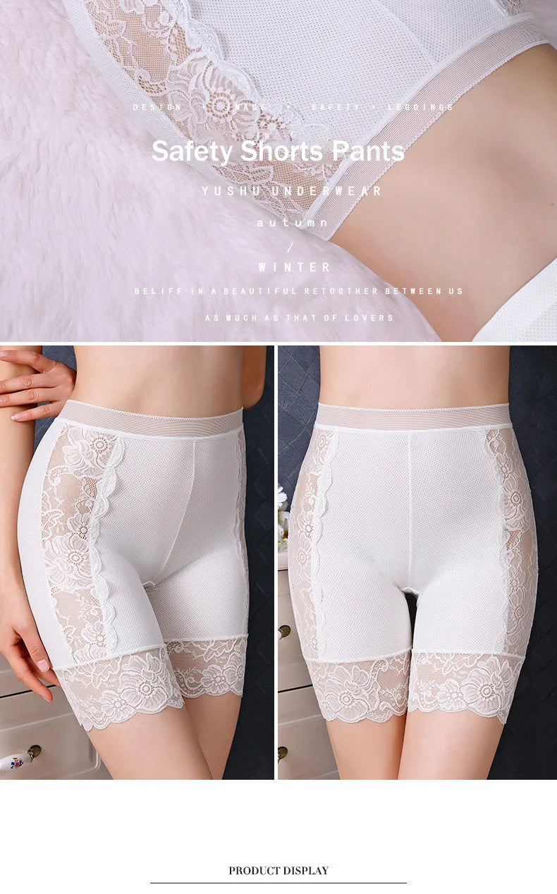 Plus Size Safety Short Pants Women Seamless Under Skirt Boxers For Women Sexy Lace Anti Chafing Boyshort Panties Underwear