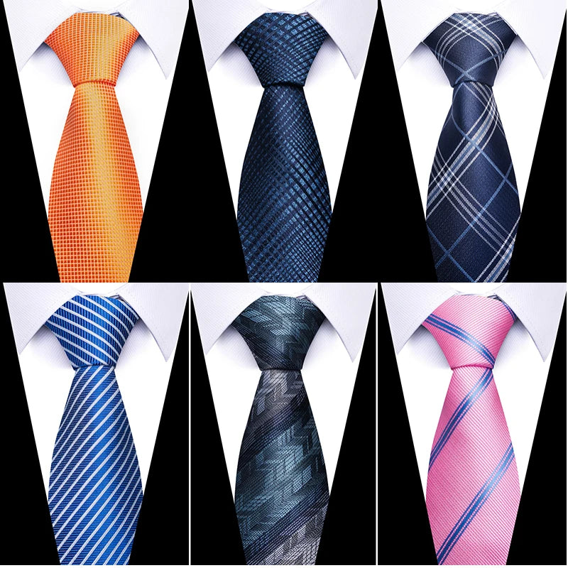 8 cm Tie Men Gravatas Classic Many Color Newest design Silk Necktie Shirt Accessories Striped Sky Blue Man's Office