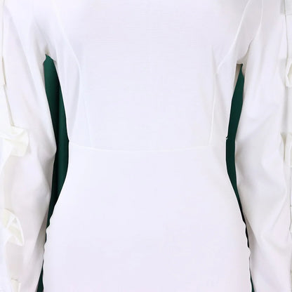 Elegant Office Dresses for Woman 2024 New O Neck Petal Sleeve Sheath Package Hips Mid Calf Formal Business Work Wear Dress Midi