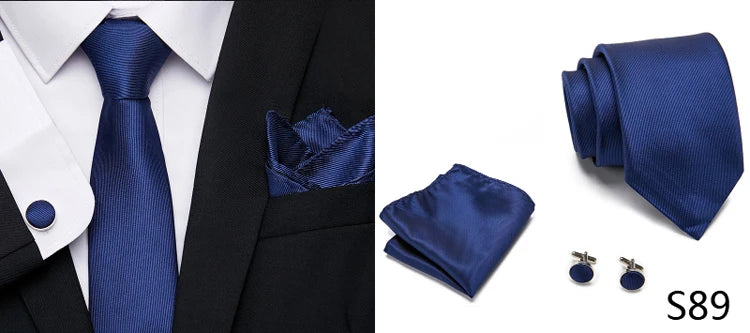 Hot Sale Holiday Gift Tie Pocket Squares Cufflink Set Necktie Dot Man Dark Grey Wedding Accessories Performance