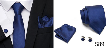 Hot Sale Holiday Gift Tie Pocket Squares Cufflink Set Necktie Dot Man Dark Grey Wedding Accessories Performance