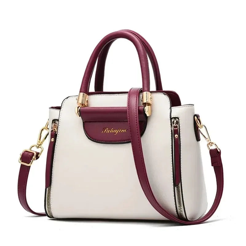 Fashion Color Contrast Handbag, Stitching Striped Crossbody Bag Women's Elegant Office & Work Purse