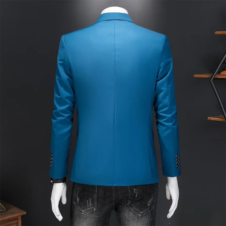 Boutique Fashion Suit Men's Slim Groom Wedding Suit Jacket Business Office Suit Casual Solid Color Suit Jacket