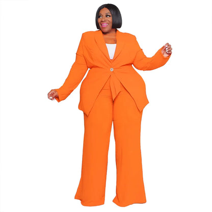 Fashionable Temperament Professional Woman Pants Suit Plus Size Blazer Casual Long-sleeved Trousers Lace-up Two-piece Suit