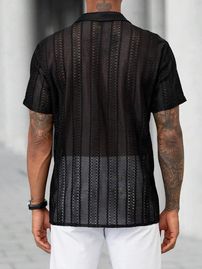 Spring and Summer Men's Sexy Short-sleeved Shirt, Outdoor Leisure Beach Men's Top Shirt, Comfortable Breathable Shirt for Men