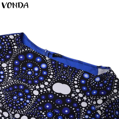 Plus Size 5XL VONDA Women One Off Sholuder Maxi Dress Bohemian Ruffled Printed Vestidos 2024 Fashion Casual Floor-Length Robe
