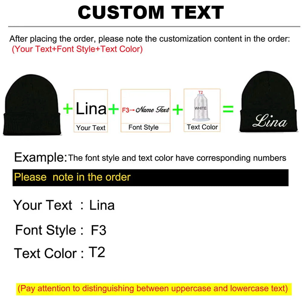 Custom Embroidery Design Logo Text Name Beanies Hats for Men Women Warm Winter Knit Cuff Beanie Cap Wholesale Dropshipping