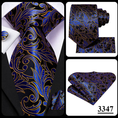 Hi-Tie 8.5cm Business Black Solid Paisley 100% Silk Men's Tie Neck Strip Ties for Men Formal Luxury Wedding Neckties Gravatas