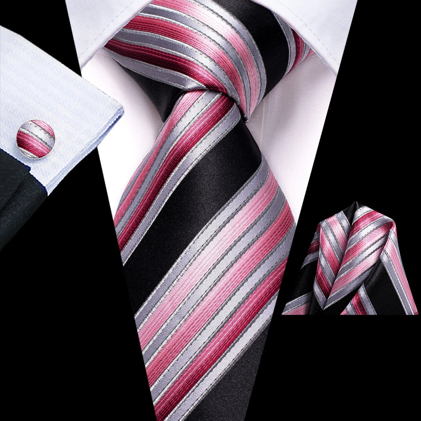 Hi-Tie 8.5cm Business Black Solid Paisley 100% Silk Men's Tie Neck Strip Ties for Men Formal Luxury Wedding Neckties Gravatas