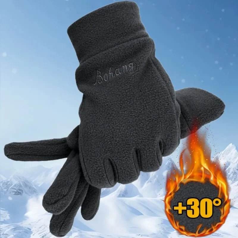 Winter Warm Fleece Gloves for Women Men Thermal Full Finger Gloves Cold Resistance Windproof Outdoor Skiing Cycling Mittens