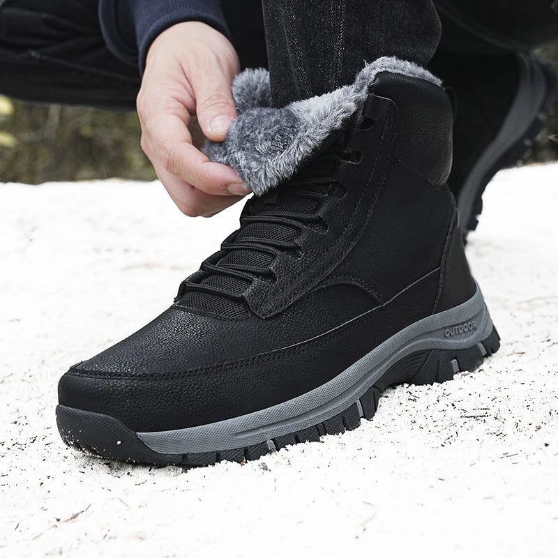 Super Warm Winter Boots With Fur Outdoor Snow Men Boots Snow Antiskid Waterproof Boots Men Shoes Winter botas High Top hombre